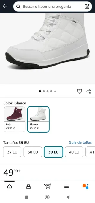 Botas de nieve Ulogu, color blanco, talla 39