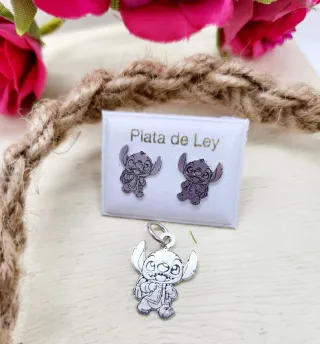 Conjunto Plata de Ley: Pendientes y Colgante Stitc
