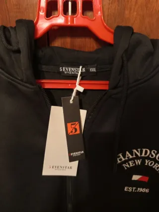 Sudadera negra con cremallera y capucha XXXL