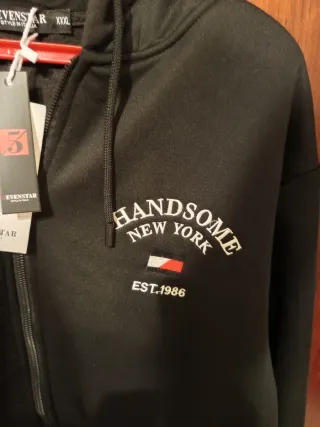 Sudadera negra con cremallera y capucha XXXL