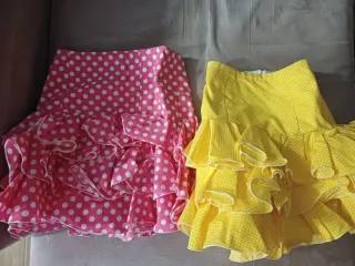 Faldas flamencas lunares rosa y amarillo