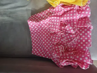 Faldas flamencas lunares rosa y amarillo
