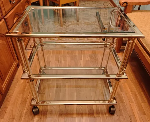 Mesa-Carrito dorada de cristal