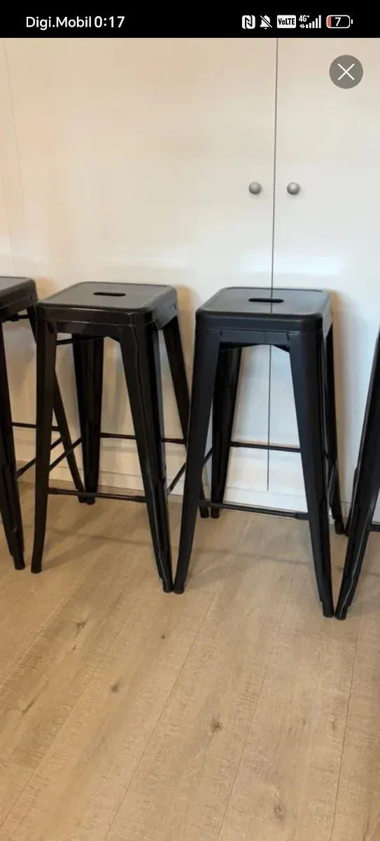 Bancos de bar negros (Set de 4)