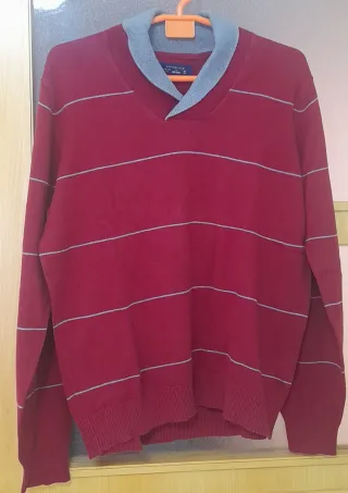 Jersey Hombre Rayas Rojo Gris Talla L