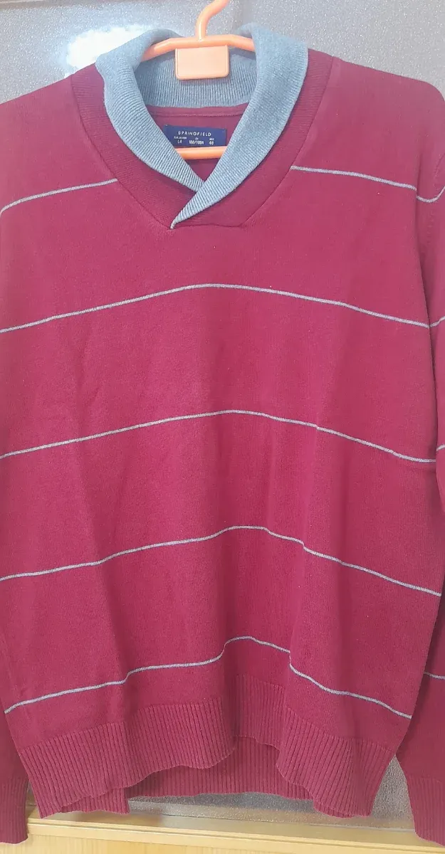 Jersey Hombre Rayas Rojo Gris Talla L