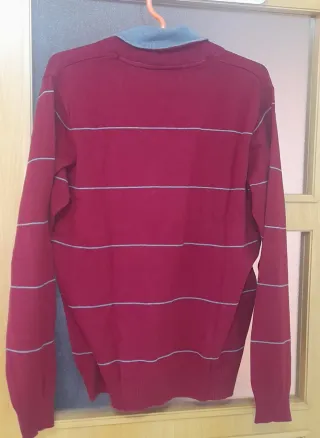 Jersey Hombre Rayas Rojo Gris Talla L