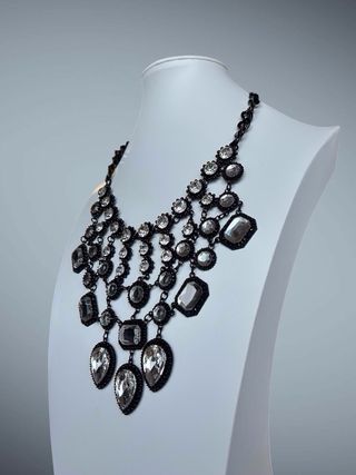 Collana donna con pietre nere e argento