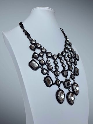 Collana donna con pietre nere e argento