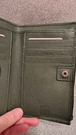 Billetero BIBA mujer piel natural verde oscuro
