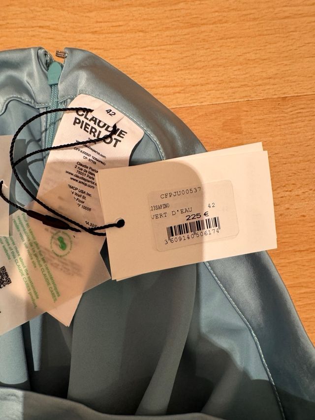 Falda midi satinada turquesa