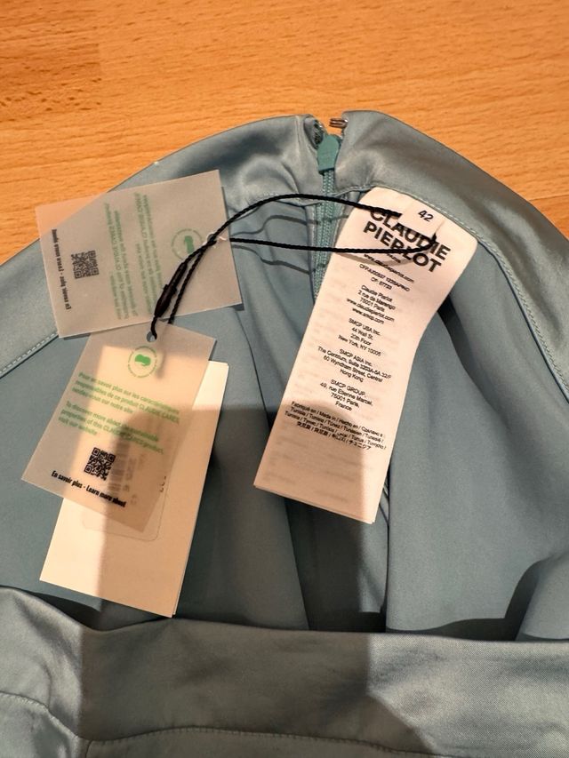 Falda midi satinada turquesa