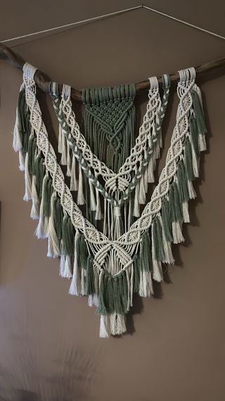 Arazzo Macramè Beige e Verde