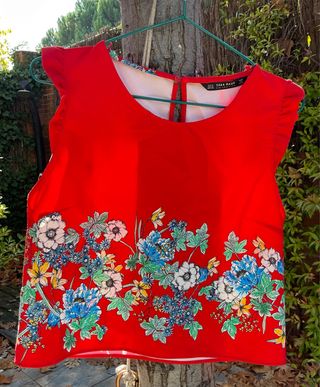 Top Zara Estampado Flores Verano Talla M