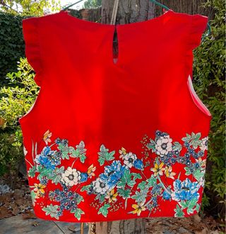 Top Zara Estampado Flores Verano Talla M