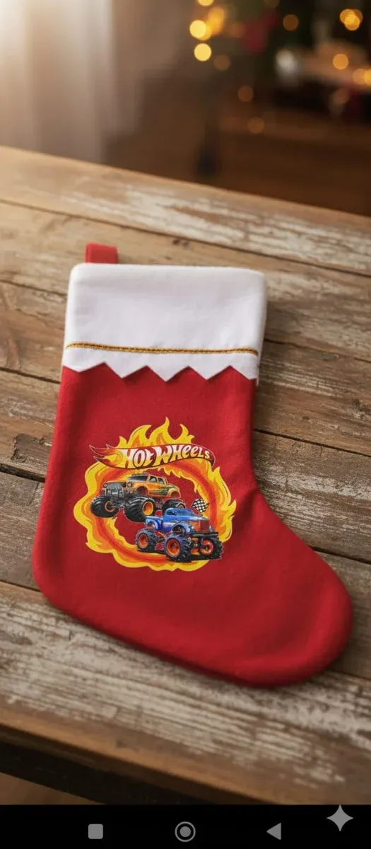 Bota Navideña  de Hot Wheels roja