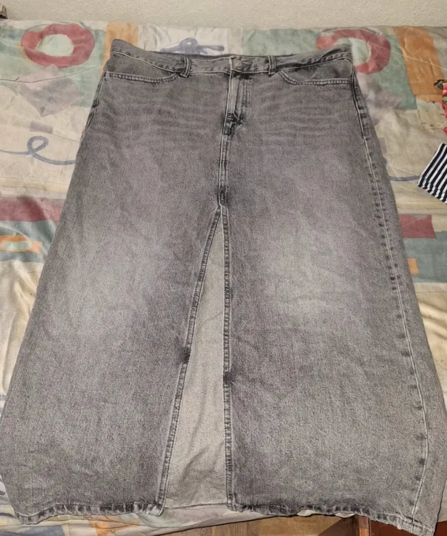 Falda larga vaquera gris