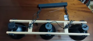 Lámpara Techo Lubenham 3 Luces Madera Metal