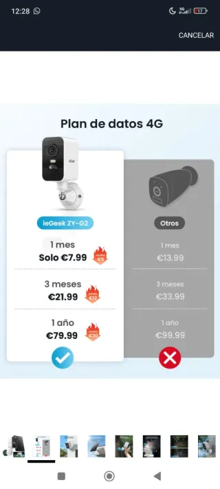 ioGeek Cámara Seguridad 4G LTE Batería Solar