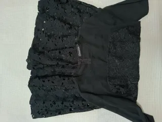 Vestido fiesta negro encaje manga larga