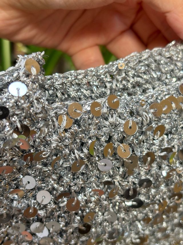 Bolso fiesta lentejuelas plateadas hecho a mano