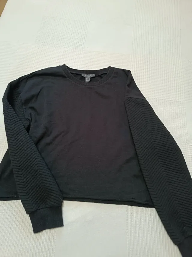 Sudadera negra con mangas texturizadas