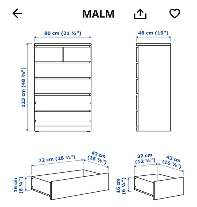 Cómoda Malm Ikea Blanca