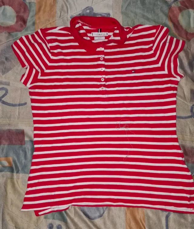 Polo Tommy Hilfiger Rayas Rojas Talla M