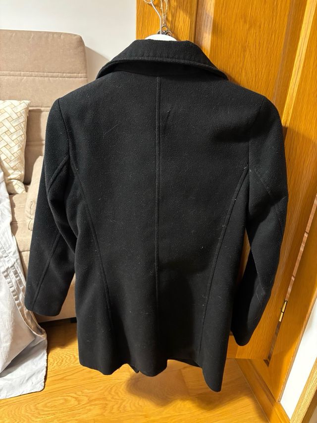 Abrigo paño negro Bershka