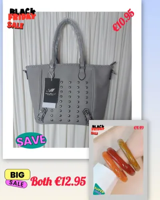 Lote AM Bolso Gris y Pulseras Multicolor