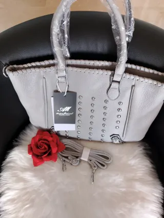 Lote AM Bolso Gris y Pulseras Multicolor