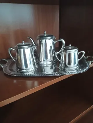 Juego café antiguo metal