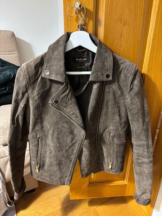 Chaqueta Stradivarius Piel Marrón Chocolate XS