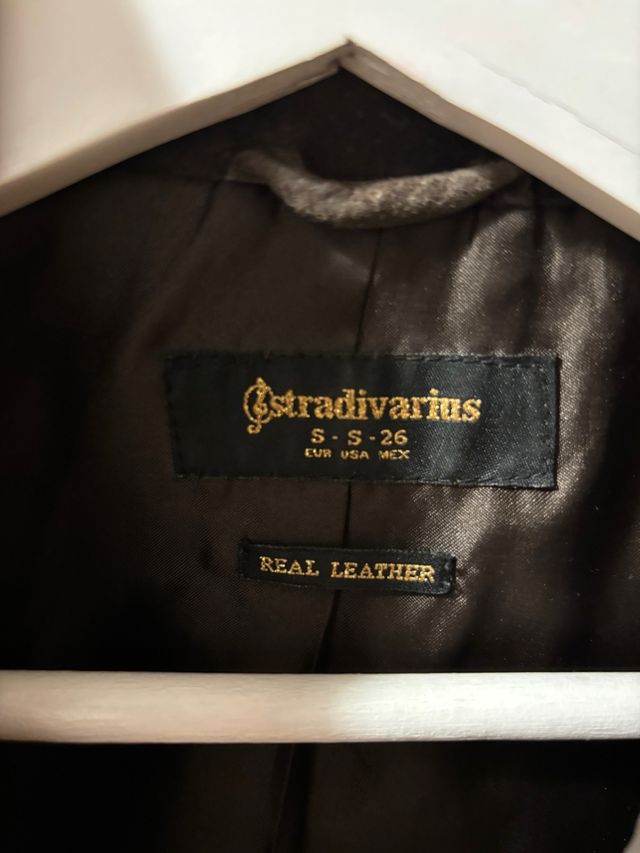 Chaqueta Stradivarius Piel Marrón Chocolate XS