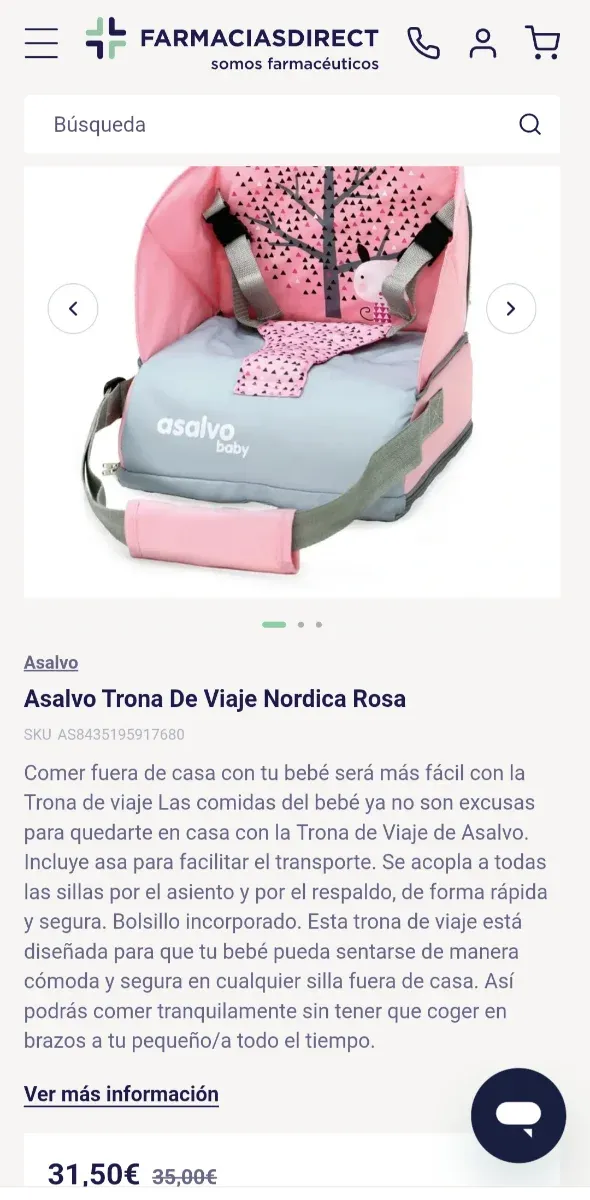 Trona portátil infantil Asalvo rosa