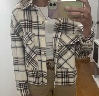 Chaqueta cuadros Zara Beige y Marrón