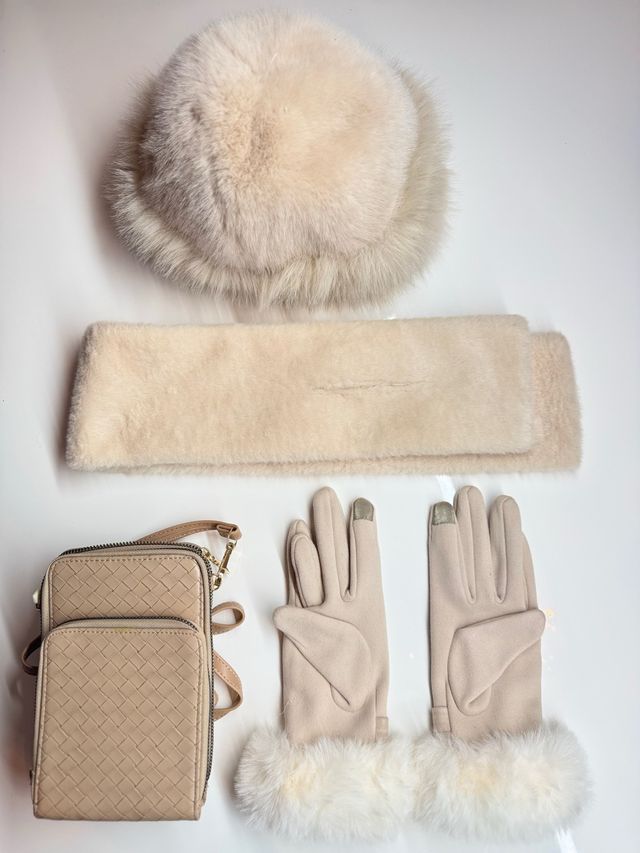 Conjunto Bolso y Pashmina Beige