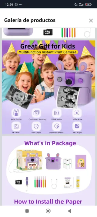 Cámara Infantil ORGSTA con Impresora y Música