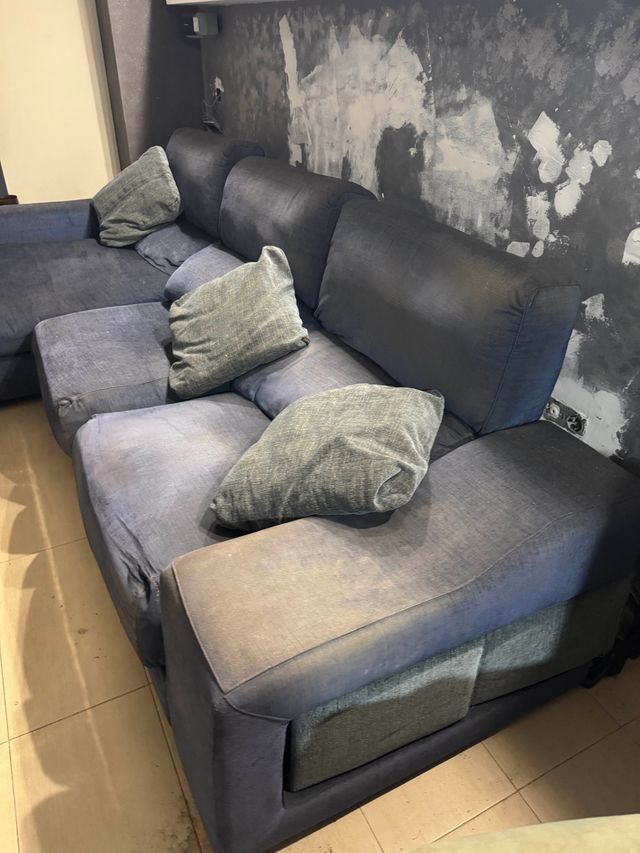 Sofá Chaiselongue Azul/Gris 3x1.90