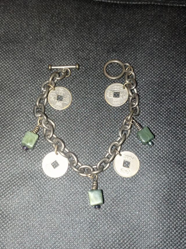Pulsera Jade y Monedas Antiguas de la Suerte