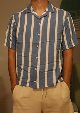 Camisa rayas azul blanco Lefties Talla M cropped