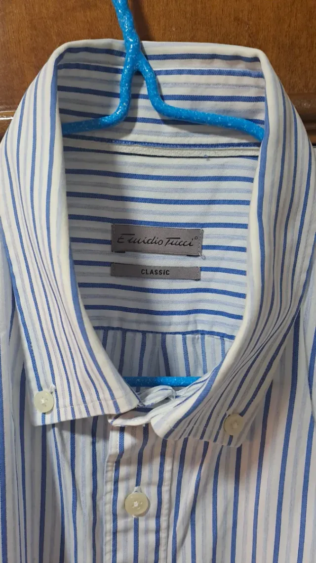 Camisa Emidio Tucci Rayas Azul/Blanco Talla M