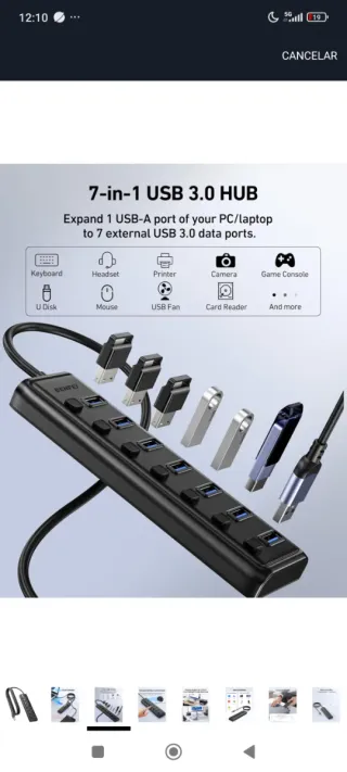 Hub USB 3.0 7 Puertos con Interruptores