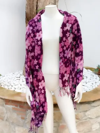 Pashmina floreale viola e rosa