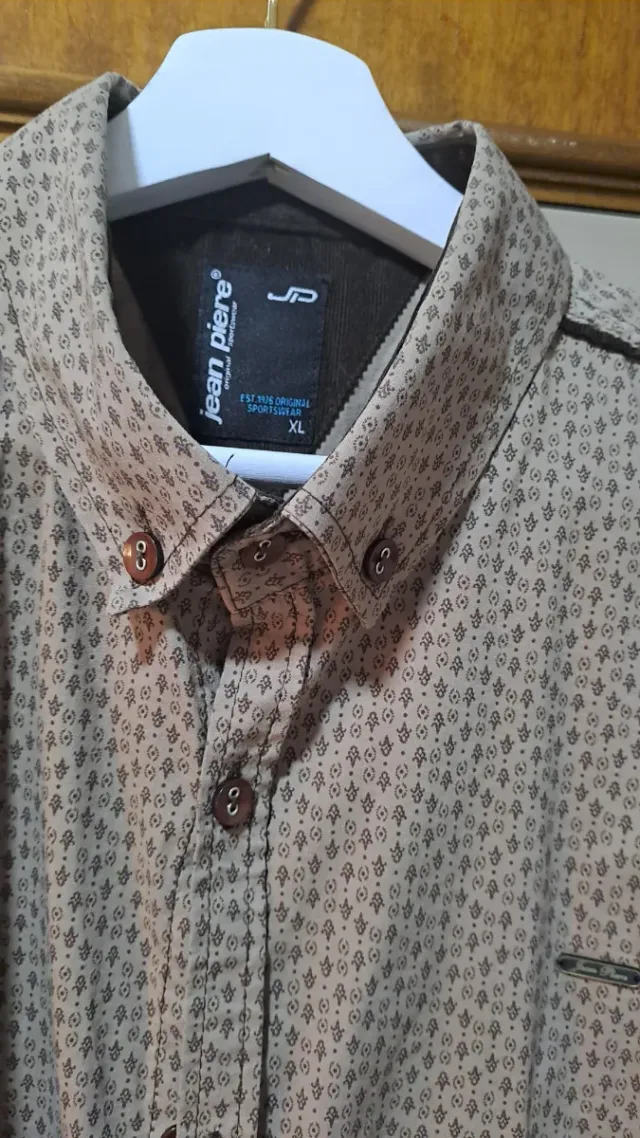 Camisa Jean Piere Beige/Marrón Talla XL