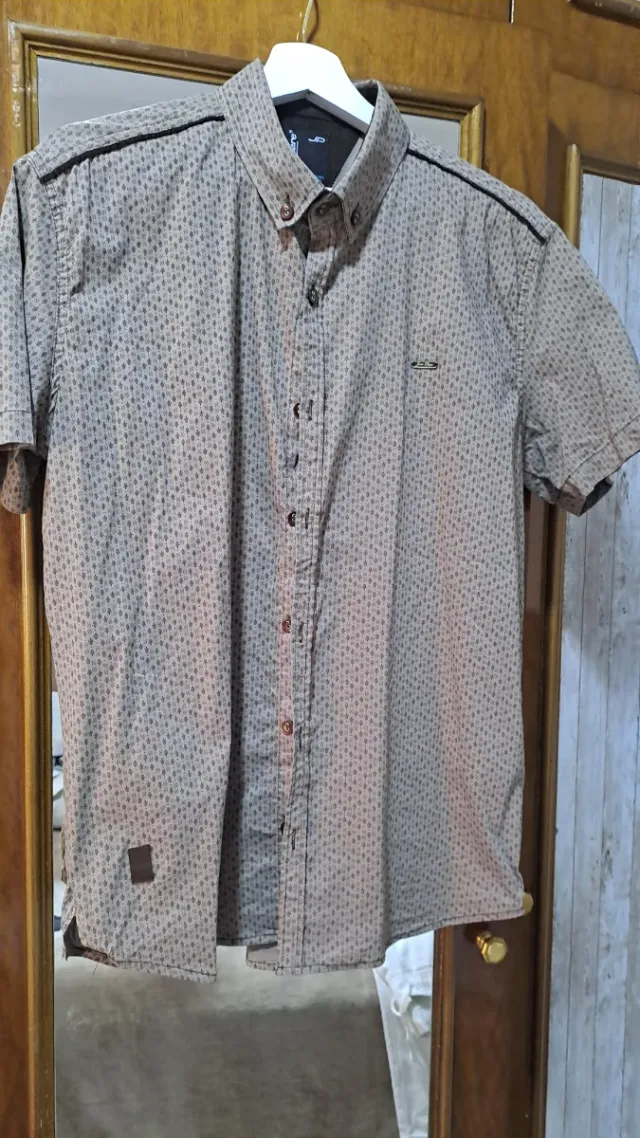 Camisa Jean Piere Beige/Marrón Talla XL