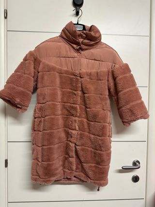 Piumino pelliccia sintetica rosa taglia 42