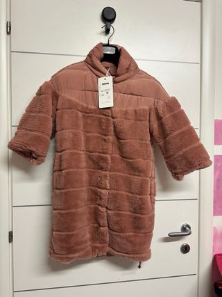 Piumino pelliccia sintetica rosa taglia 42