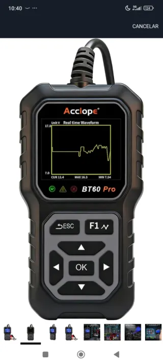 Analizador Baterías Coche Acclope BT60 PRO