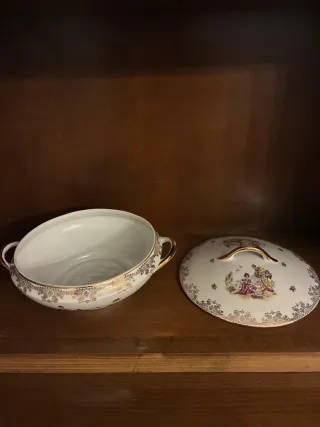 Vajilla Limoges Porcelana Blanca y Dorada